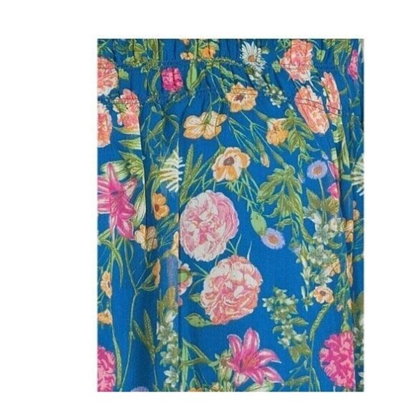 Terra & Sky Blue Smocked Chiffon Floral Blouse Plus Size 3X (24/26) - Picture 3 of 14